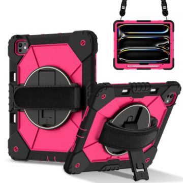 iPad Pro 13 2024 Black Rose Red Silicone Hybrid Tablet Case - 1