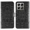 Xiaomi 14T Pro Black Leather Case - Sun Mandala Embossing Pattern - 1