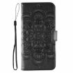 Xiaomi 14T Pro Black Leather Case - Sun Mandala Embossing Pattern - 2