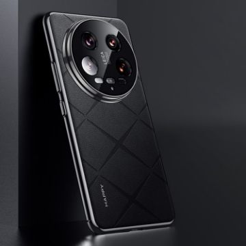 Xiaomi 14 Ultra Black Plain Leather PC Phone Case - 1