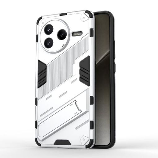 Redmi K80/Poco F7 Pro Punk Armor PC+TPU Phone Case with Holder White - 1