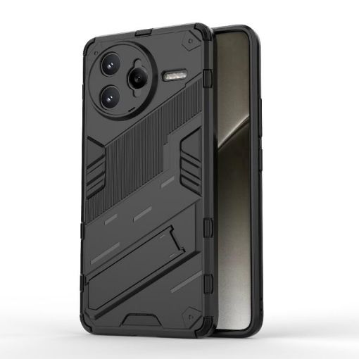 Redmi K80 Pro/Poco F7 Ultra Punk Armor PC+TPU Case with Holder (Black) - 1