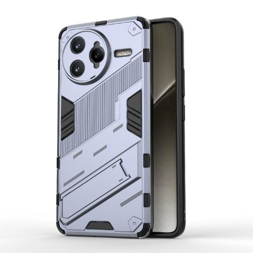 Redmi K80 Pro/Poco F7 Ultra Punk Armor Grey Case with Holder - PC + TPU - 1