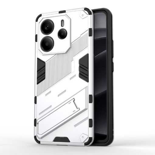 Redmi Note 14 4G Punk Armor PC+TPU Phone Case with Holder White - 1