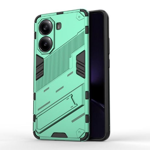 Redmi Note Turbo 4 Punk Armor Green Phone Case with Holder - PC + TPU - 1