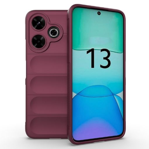 Redmi 13 4G Global Wine Red Magic Shield TPU Flannel Phone Case - 1