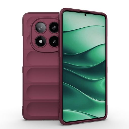 Redmi Note 14 Pro 5G Wine Red Magic Shield TPU Flannel Case - 1