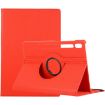 Samsung Galaxy Tab S7/S8 Red Leather Case 360 Rotating Holder - 1