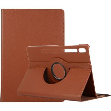 Samsung Galaxy Tab S7/S8 Litchi Texture 360 Leather Case Brown - 1