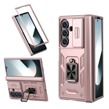 Samsung Galaxy Z Fold7 5G Case with Ring Stand - Rose Gold Hinge Cover - 1