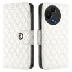 TCL 60 SE NxtPaper/605 White Rhombic Flip Leather Case with Lanyard - 2