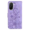 Redmi A5 4G 171.7mm Purple Lily Embossed Leather Phone Case - 4