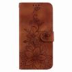 Redmi A5 4G 171.7mm Brown Lily Embossed Leather Phone Case - 3