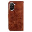 Redmi A5 4G 171.7mm Brown Lily Embossed Leather Phone Case - 4