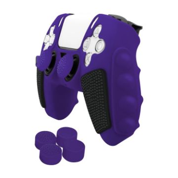 PS5 Purple Black Silicone Gamepad Case with Rocker Caps - 1