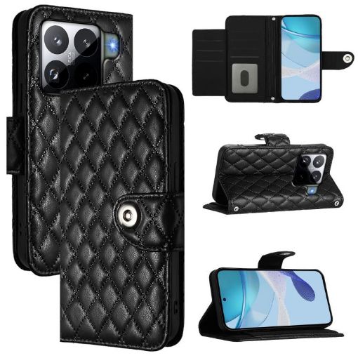 Xiaomi 15S Pro 5G Flip Leather Phone Case with Lanyard - Black - 1