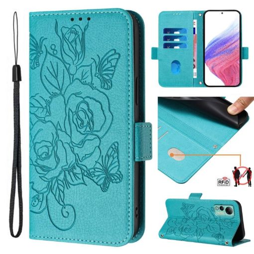 Ulefone Note 14 Light Blue Embossed Rose RFID Anti-theft Leather Case - 1