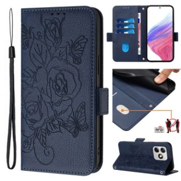 Ulefone Note 18 Ultra Dark Blue Embossed Rose RFID Leather Case - 1