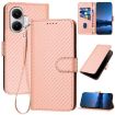Redmi Turbo 4 Pro/Poco F7 Carbon Fiber Leather Case with Lanyard - Pink - 1