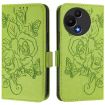 TCL 605/60 SE Green Embossed Rose RFID Anti-theft Leather Case - 2