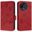 TCL 605/60 SE Red Embossed Rose RFID Anti-theft Leather Phone Case - 2