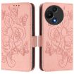 TCL 605/60 SE Pink Embossed Rose RFID Anti-theft Leather Phone Case - 2