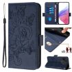 TCL 605/60 SE Dark Blue Embossed Rose RFID Anti-theft Leather Case - 1