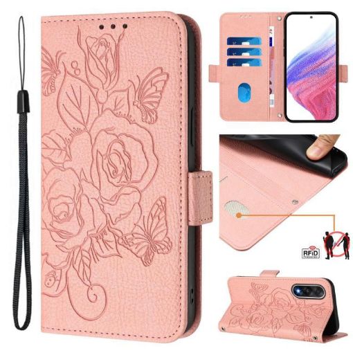 OnePlus Ace 5 Ultra Embossed Rose RFID Anti-theft Leather Case Pink - 1