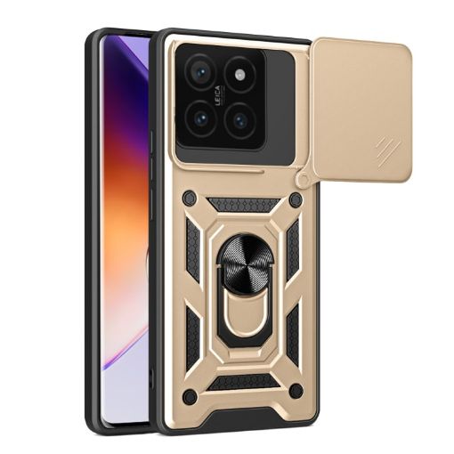 Xiaomi 14T 5G Gold Phone Case with Sliding Camera Cover TPU Hybrid PC - 1