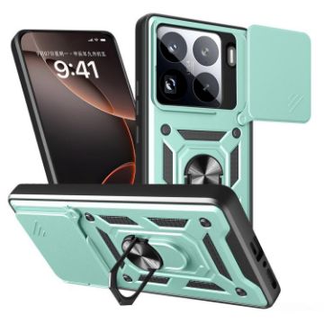 Xiaomi 15 Pro Mint Green TPU Hybrid PC Case with Sliding Camera Cover - 1