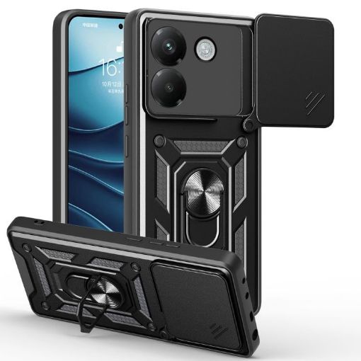Xiaomi Poco M7 Pro 5G Case - Black Sliding Camera Cover TPU Hybrid PC - 1