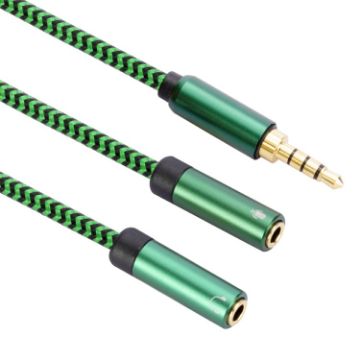 3.5mm Male to Dual Audio & Mic Adapter Cable, 2m, Green - 1