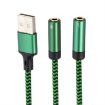 USB-A to Dual 3.5mm Audio Adapter Cable, 3m, Green - 2