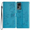 Ulefone Note 14 Blue Leather Phone Case - Butterflies & Flowers Design - 1