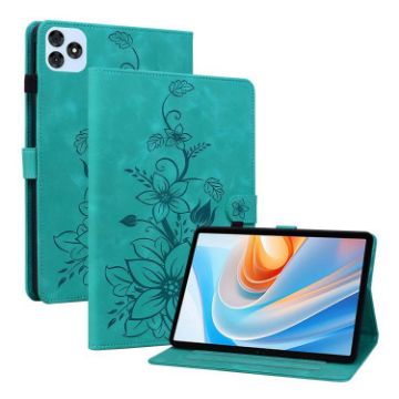 itel VistaTab 30 Green Lily Embossed Leather Tablet Case - 1