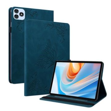 itel VistaTab 30 Blue Leather Tablet Case - Butterfly Flower Embossed - 1