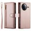 Redmi K80/K80 Pro Pink Leather Phone Case with Nine Card Slots & Zipper - 2