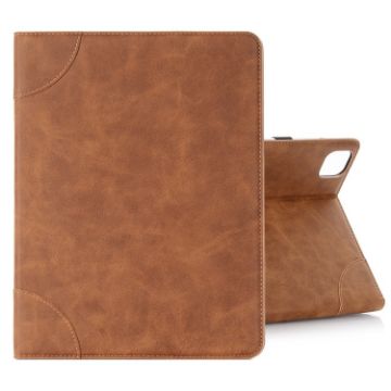 Retro Book Style Leather Tablet Case for iPad Pro 13 2024 - Brown - 1