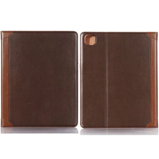 iPad Pro 13 2024 Leather Case - Book Style Stitching (Coffee) - 1