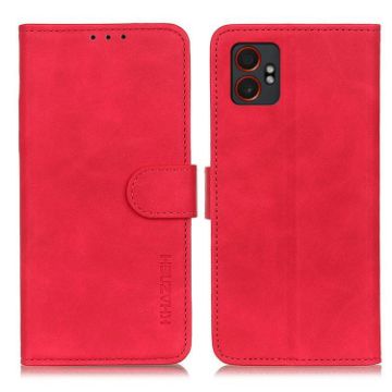 Samsung Galaxy XCover7 Pro Red Leather Flip Case - KHAZNEH Retro Texture - 1