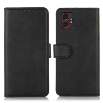Samsung Galaxy XCover7 Pro Black Cow Texture Flip Leather Case - 1