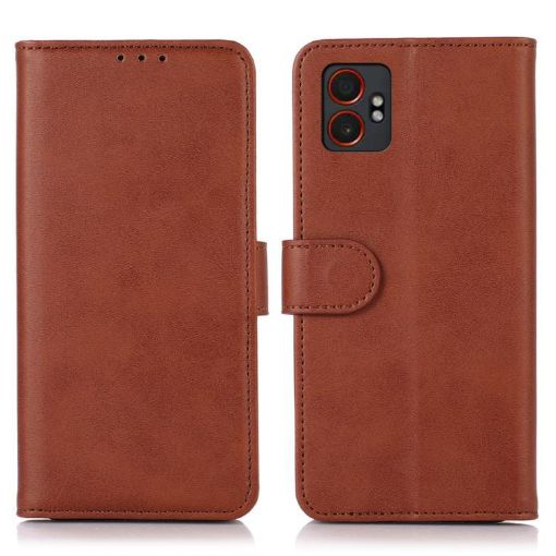 Samsung Galaxy XCover7 Pro Brown Cow Texture Flip Leather Case - 1