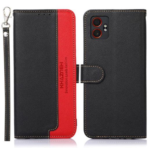 Samsung Galaxy XCover7 Pro KHAZNEH Leather RFID Case - Black Litchi Texture - 1