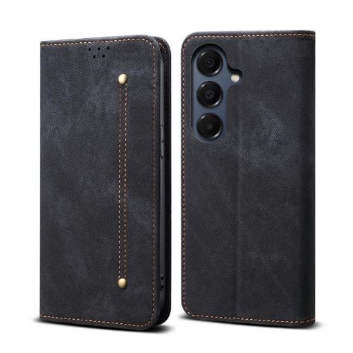 Samsung Galaxy A17 5G Denim Texture Flip Leather Case - Black - 1