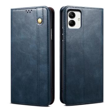 Samsung Galaxy A07 4G Blue Leather Phone Case - Oil Wax Crazy Horse Texture - 1