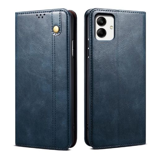 Samsung Galaxy A07 4G Blue Leather Phone Case - Oil Wax Crazy Horse Texture - 1