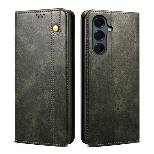 Samsung Galaxy A17 5G Green Leather Phone Case - Oil Wax Crazy Horse Texture - 1