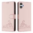 Samsung Galaxy A07 4G Pink Cat Rat Embossed RFID Leather Case with Lanyard - 2