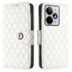 Realme Neo7 Turbo 5G White Rhombic Texture Flip Leather Case with Lanyard - 2