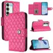 Realme V70/14x/C75 5G Rhombic Flip Leather Case with Lanyard Rose Red - 1